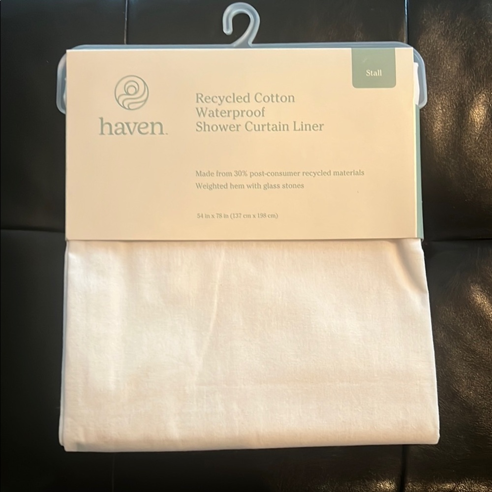 Haven Recycled Cotton Shower Curtain Liner - White
